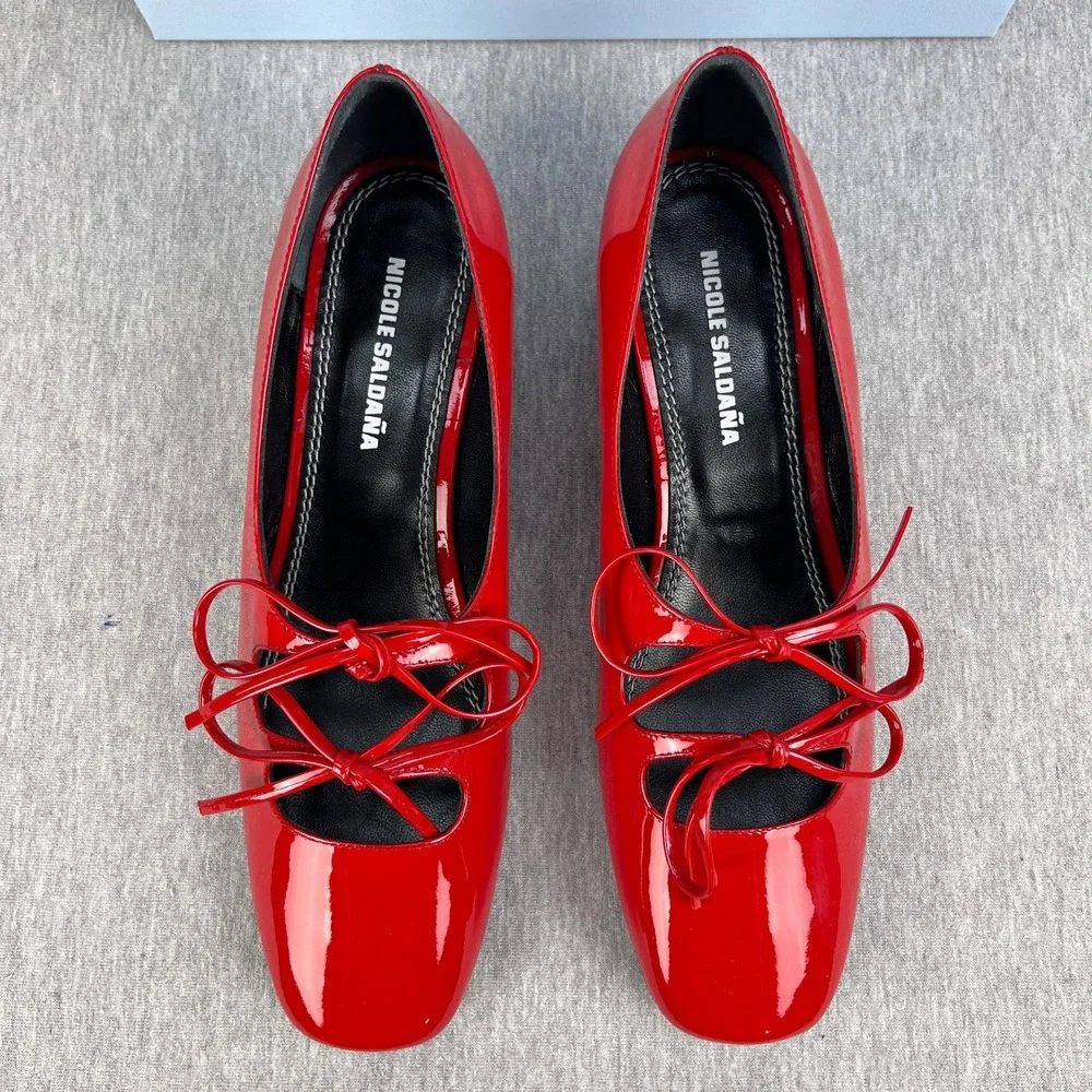 Nicole Saldaña Isabel Shoe Womens 40 (US 10) Cherry Red Patent Leather NEW